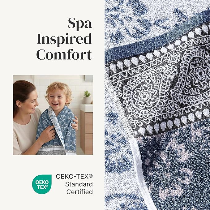 Modern Threads Floral Trail 6-Piece 100% Cotton Towel Set – Reversible Yarn - Image 4