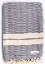 Bersuse 100% Cotton Herringbone XL Throw Blanket by Bersuse