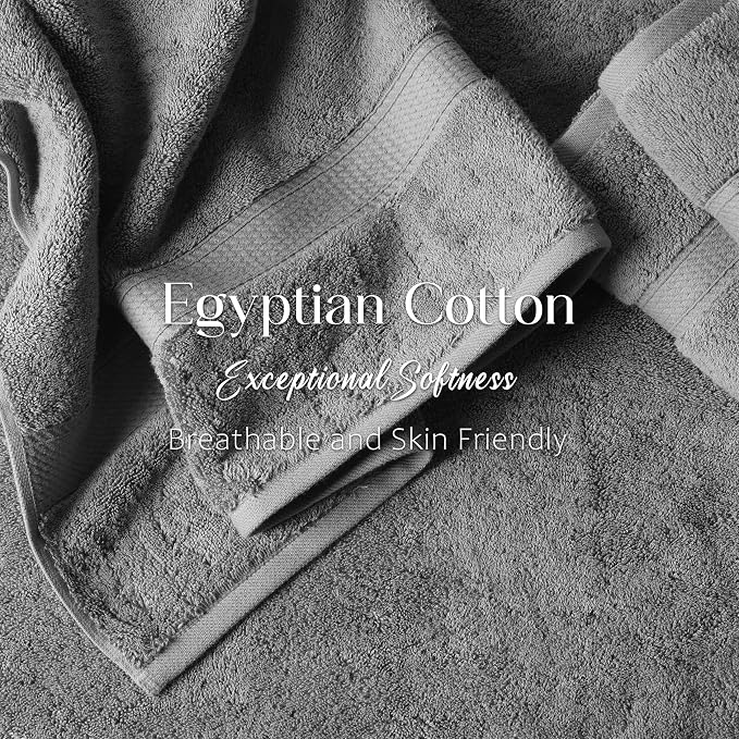 SUPERIOR Egyptian Cotton Pile Bath Towel Set of 2, Ultra Soft Luxury Towels - Image 5